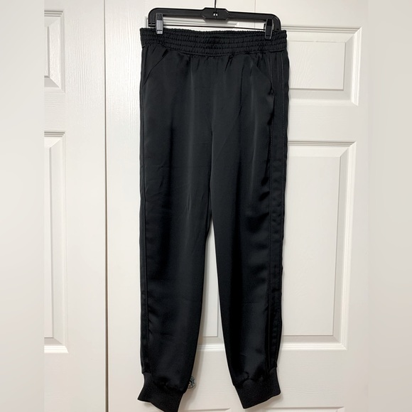 New Evereve x David Lerner Jazmine Black "Satin" Slim Jogger - Picture 1 of 8